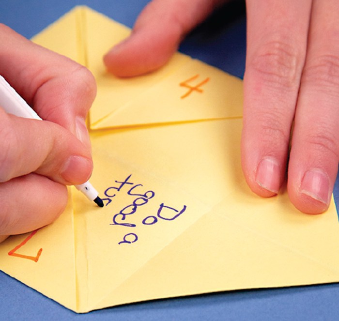 label a paper fortune teller