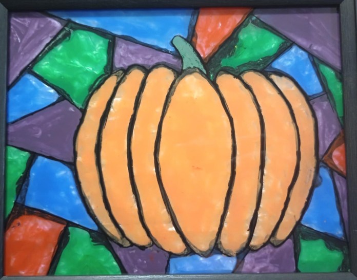 A beautiful pumpkin stained glass!
